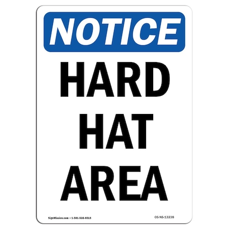 OSHA Notice Sign, Hard Hat Area, 5in X 3.5in Decal